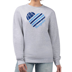 Kansas City Royals G-III 4Her by Carl Banks Women's Heart Logo Fleece Pullover Sweatshirt Heather Gray