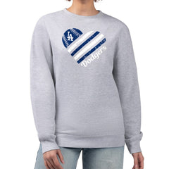 Los Angeles Dodgers G-III 4Her by Carl Banks Women's Heart Logo Fleece Pullover Sweatshirt Heather Gray