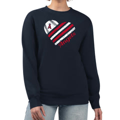 Los Angeles Angels G-III 4Her by Carl Banks Women's Heart Logo Fleece Pullover Sweatshirt Navy