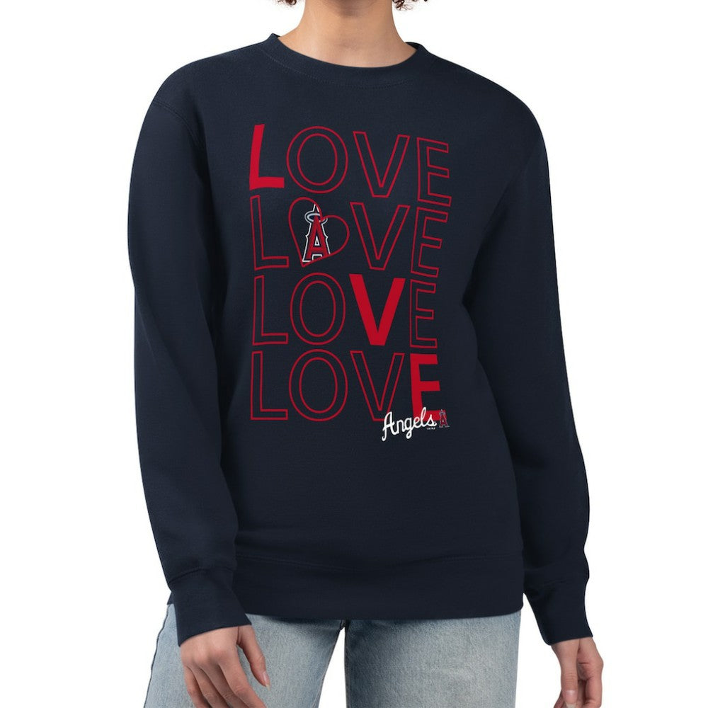 Los Angeles Angels G-III 4Her by Carl Banks Women's Love Team Logo Fleece Pullover Sweatshirt Navy