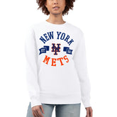 New York Mets G-III 4Her by Carl Banks Women's Team Logo Fleece Pullover Sweatshirt White