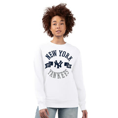 New York Yankees G-III 4Her by Carl Banks Women's Team Logo Fleece Pullover Sweatshirt White