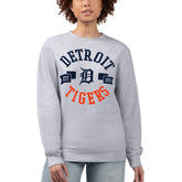 Detroit Tigers G-III 4Her by Carl Banks Women's Team Logo Fleece Pullover Sweatshirt Heather Gray