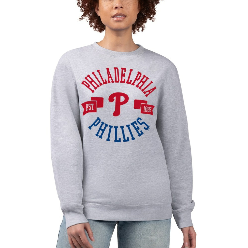 Philadelphia Phillies G-III 4Her by Carl Banks Women's Team Logo Fleece Pullover Sweatshirt Heather Gray