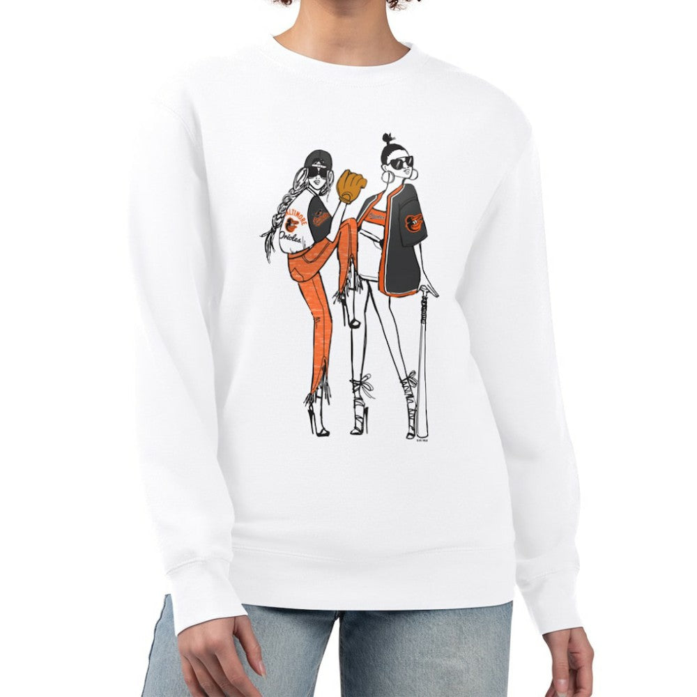 Baltimore Orioles G-III 4Her by Carl Banks Women's Baseball Girls Fleece Pullover Sweatshirt White