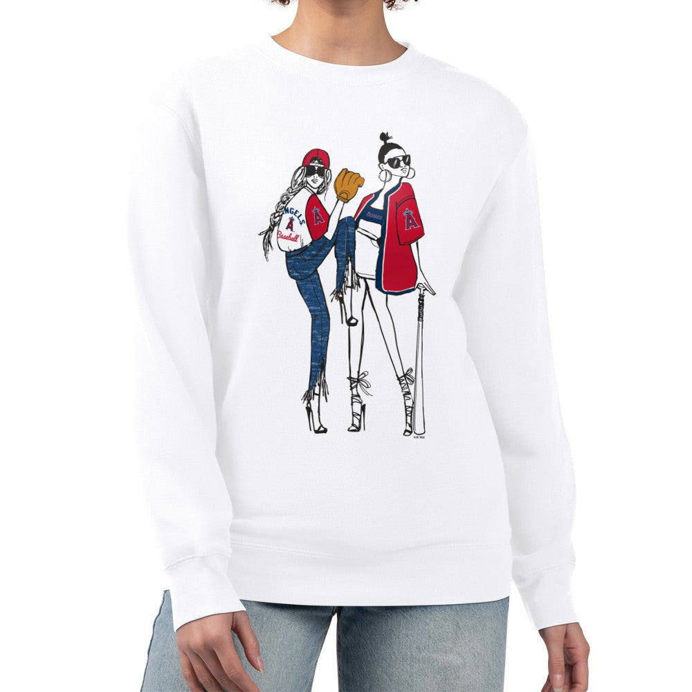 Los Angeles Angels G-III 4Her by Carl Banks Women's Baseball Girls Fleece Pullover Sweatshirt White