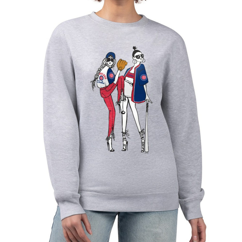 Chicago Cubs G-III 4Her by Carl Banks Women's Baseball Girls Fleece Pullover Sweatshirt Heather Gray