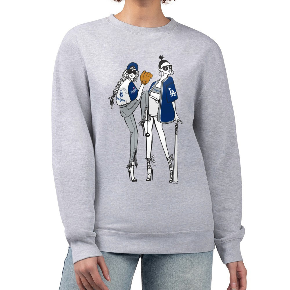 Los Angeles Dodgers G-III 4Her by Carl Banks Women's Baseball Girls Fleece Pullover Sweatshirt Heather Gray