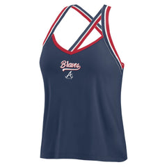 Atlanta Braves WEAR by Erin Andrews Women's Cross Strap Tank Top Navy