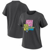 Milwaukee Brewers WEAR by Erin Andrews Women's Domestic Box Color Boyfriend T-Shirt Charcoal