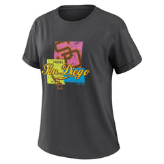 San Diego Padres WEAR by Erin Andrews Women's Domestic Box Color Boyfriend T-Shirt Charcoal