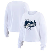 Atlanta Braves WEAR by Erin Andrews Women's Domestic Postcard Long Sleeve T-Shirt White