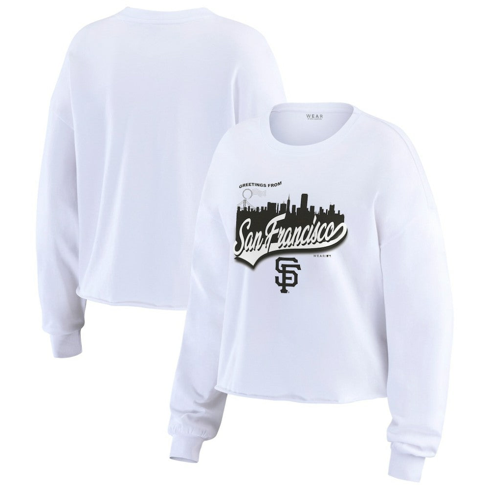 San Francisco Giants WEAR by Erin Andrews Women's Domestic Postcard Long Sleeve T-Shirt White