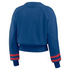 Chicago Cubs WEAR by Erin Andrews Women's Vintage Washed Cropped Pullover Sweatshirt Royal