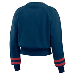 Minnesota Twins WEAR by Erin Andrews Women's Vintage Washed Cropped Pullover Sweatshirt Navy