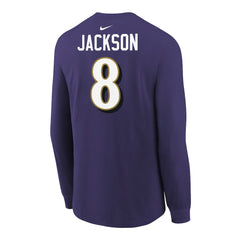 Lamar Jackson Baltimore Ravens Youth Player Name & Number Long Sleeve T-Shirt - Purple discount