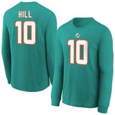 Tyreek Hill Miami Dolphins Youth Player Name & Number Long Sleeve T-Shirt - Aqua for sale