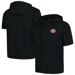 Cincinnati Reds Levelwear Recruit Short Sleeve Full-Zip Hoodie Black