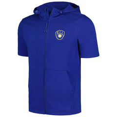 Milwaukee Brewers Levelwear Recruit Short Sleeve Full-Zip Hoodie Royal