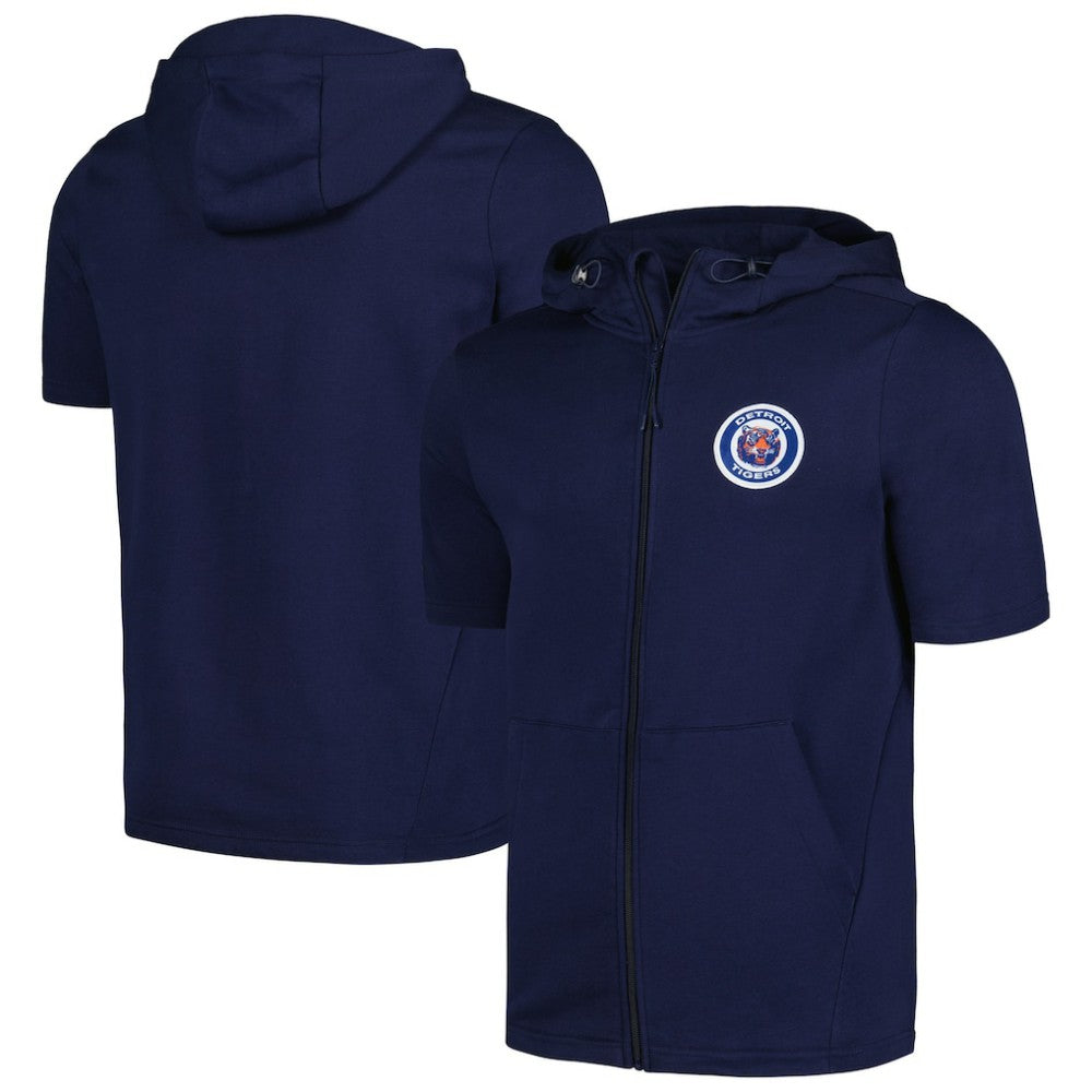 Detroit Tigers Levelwear Recruit Short Sleeve Full-Zip Hoodie Navy