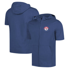 Texas Rangers Levelwear Recruit Short Sleeve Full-Zip Hoodie Royal