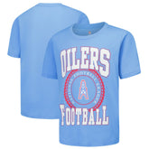 Tennessee Titans Youth Oilers Throwback Stitched Up Retro Logo T-Shirt - Light Blue online