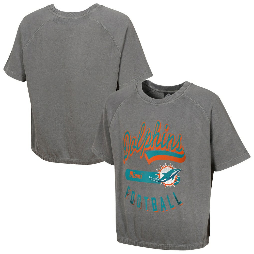 Miami Dolphins Women's Mineral Wash Short Sleeve Top - Gray discount