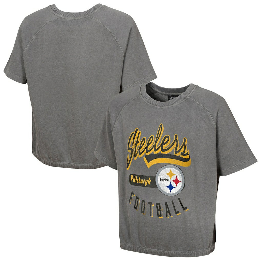 Pittsburgh Steelers Women's Mineral Wash Short Sleeve Top - Gray cheap