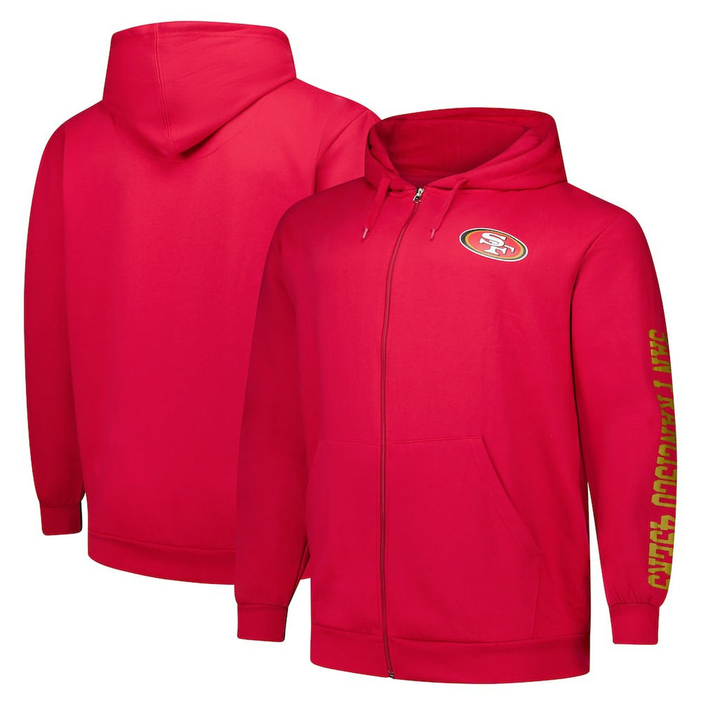 San Francisco 49ers Big & Tall Sleeve Hit Full-Zip Hoodie - Scarlet for sale