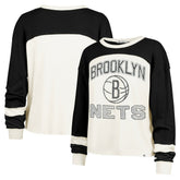 Brooklyn Nets '47 Women's Curve Raglan Long Sleeve T-Shirt - Cream for sale