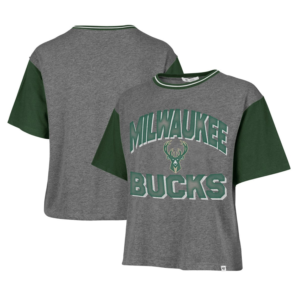 Milwaukee Bucks '47 Women's Rise Clubhouse Ziggy Color Block T-Shirt - Gray outlet