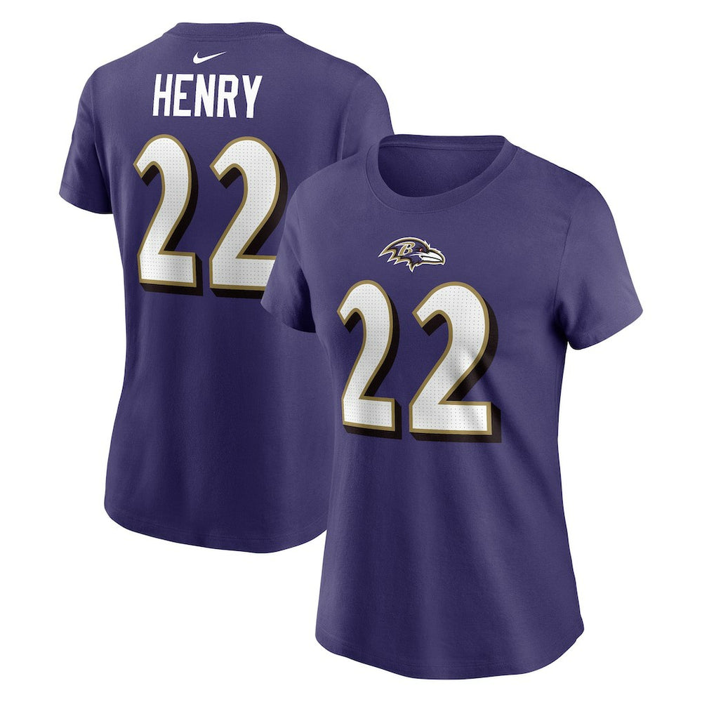 Derrick Henry Baltimore Ravens Women's Player Name & Number T-Shirt - Purple discount