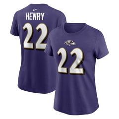 Derrick Henry Baltimore Ravens Women's Player Name & Number T-Shirt - Purple discount