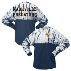 Nashville Predators Spirit Jersey Unisex Crystal Half Dye Long Sleeve T-Shirt - Navy T-shirts