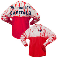 Washington Capitals Spirit Jersey Unisex Crystal Half Dye Long Sleeve T-Shirt - Red T-shirts