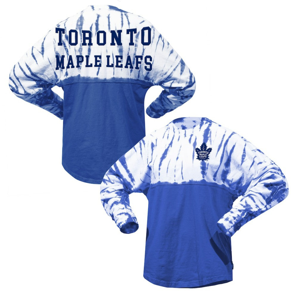 Toronto Maple Leafs Spirit Jersey Unisex Crystal Half Dye Long Sleeve T-Shirt - Blue T-shirts