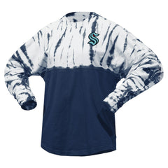 Seattle Kraken Spirit Jersey Unisex Crystal Half Dye Long Sleeve T-Shirt - Deep Sea Blue T-shirts