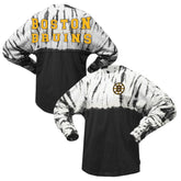 Boston Bruins Spirit Jersey Unisex Crystal Half Dye Long Sleeve T-Shirt - Black T-shirts
