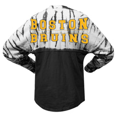Boston Bruins Spirit Jersey Unisex Crystal Half Dye Long Sleeve T-Shirt - Black T-shirts