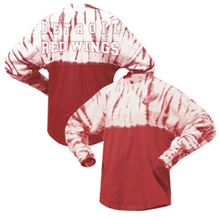 Detroit Red Wings Spirit Jersey Unisex Crystal Half Dye Long Sleeve T-Shirt - Red T-shirts
