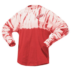 Detroit Red Wings Spirit Jersey Unisex Crystal Half Dye Long Sleeve T-Shirt - Red T-shirts