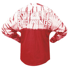 Detroit Red Wings Spirit Jersey Unisex Crystal Half Dye Long Sleeve T-Shirt - Red T-shirts