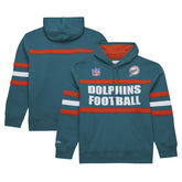 Miami Dolphins Vintage Logo Head Coach Fleece Pullover Hoodie - Aqua on sale