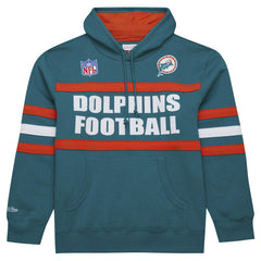 Miami Dolphins Vintage Logo Head Coach Fleece Pullover Hoodie - Aqua on sale