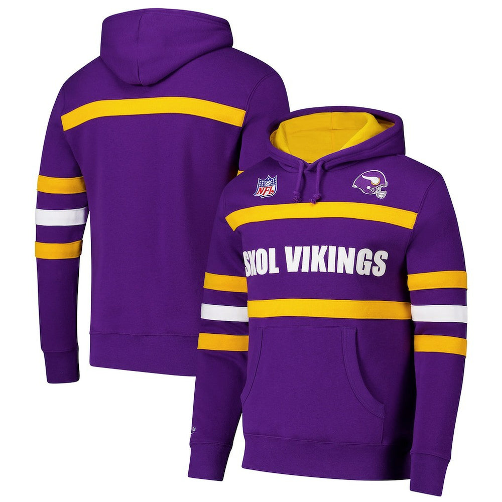 Minnesota Vikings Vintage Logo Head Coach Fleece Pullover Hoodie - Purple cheap