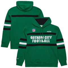 New York Jets Vintage Logo Head Coach Fleece Pullover Hoodie - Kelly Green sale