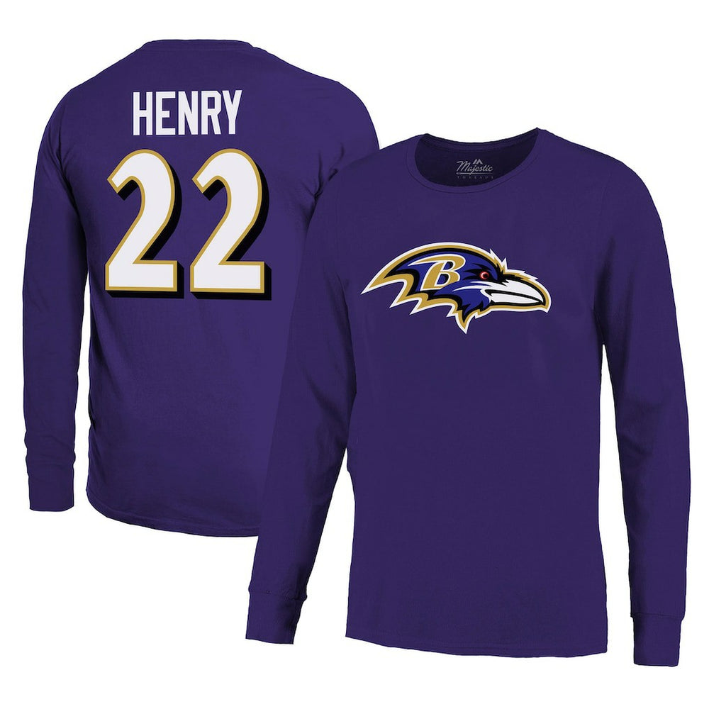Derrick Henry Baltimore Ravens Majestic Threads Name & Number Long Sleeve T-Shirt - Purple for sale