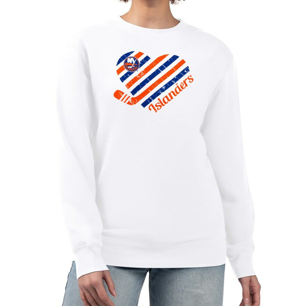 New York Islanders G-III 4Her by Carl Banks Women's Heart Graphic Pullover Sweatshirt - White Sweatshirts