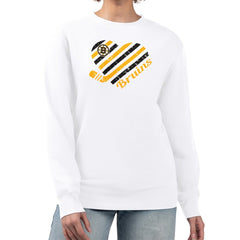 Boston Bruins G-III 4Her by Carl Banks Women's Heart Graphic Pullover Sweatshirt - White Sweatshirts