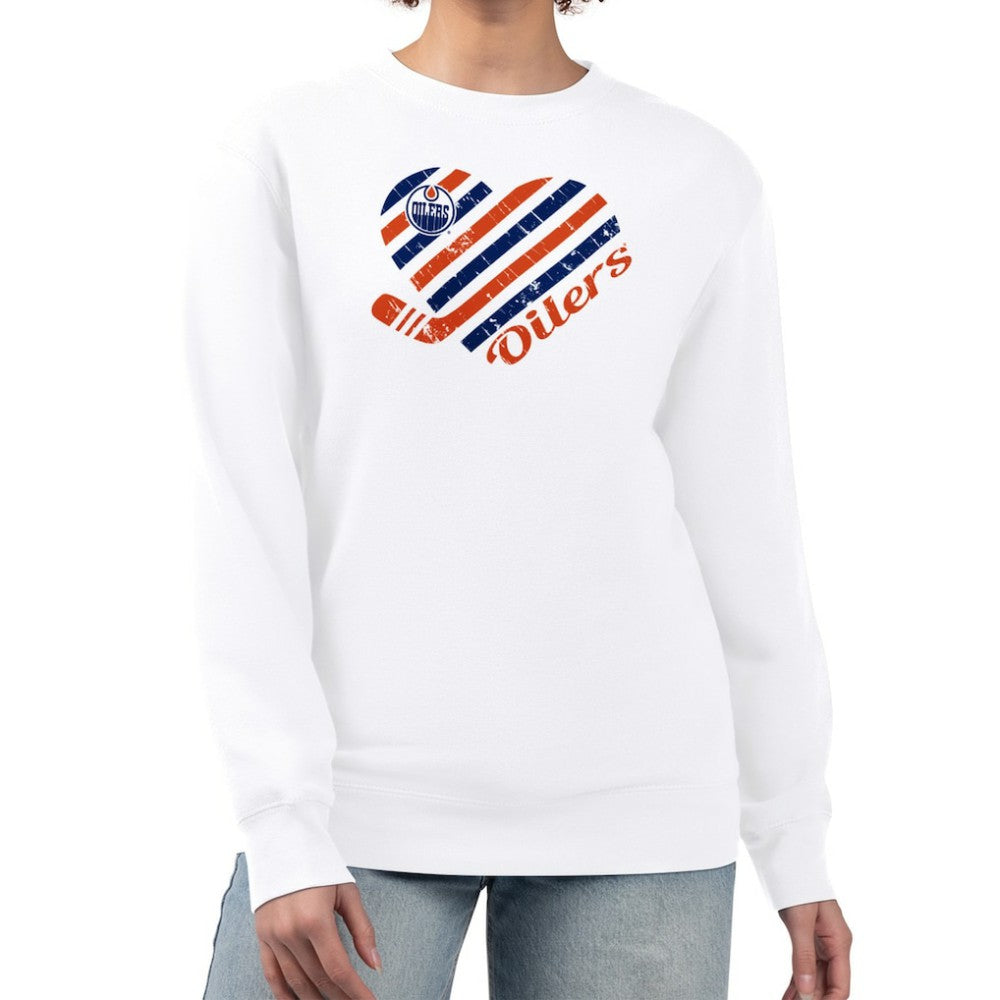 Edmonton Oilers G-III 4Her by Carl Banks Women's Heart Graphic Pullover Sweatshirt - White Sweatshirts